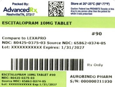 Escitalopram 10mg # 90 (Escitalopram 10mg 80425 0375 03)